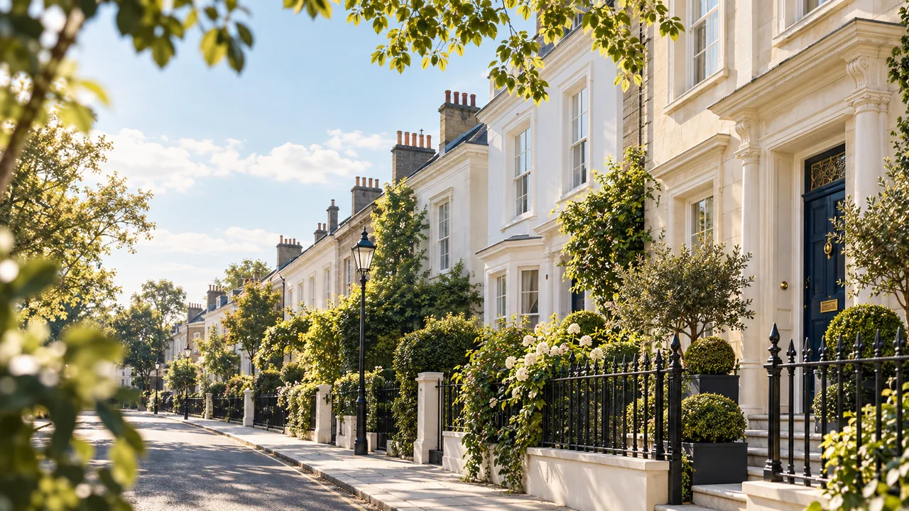 Elegant period homes on a leafy residential street in West London