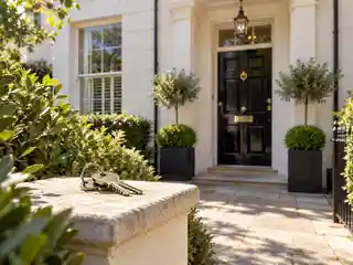 Keys outside a well-presented residential property, representing a managed probate property service from security and clearance through to valuation and sale